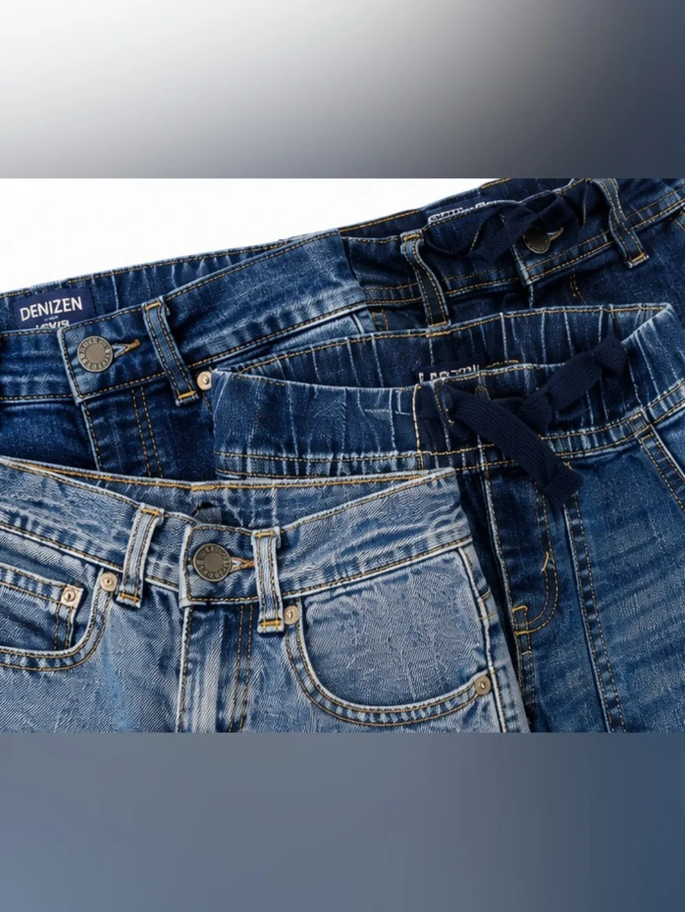 Boys Pull On Jeans Bundle Adjustable Waist Levi’s Denizen & Faded Glory Sz 6 & 8